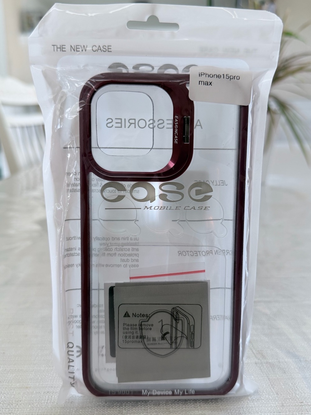 Clear iPhone 15 Pro Max Case with Burgundy Frame